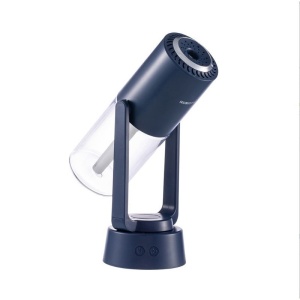Umidificator si Purificator aer ultrasonic portabil, rezervor 200ml, cu ioni negativi, LED 7 culori, rotatie 360 grade, Albastru - Img 2