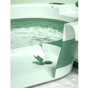 Cada de Baie, pentru Copii 0 luni - 6 Ani, cu Termometru, Pliabila, Perna Suport Inclusa, din Plastic, 81.5 x 49 x 21.5 cm, Verde - Img 2