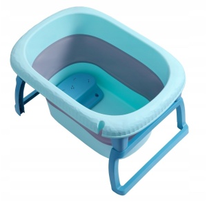Cada Pliabila pentru Baie, din PP+TPE, pentru Copii 0-6 Ani, cu Picioare, Suport de Sezut, Scurgere Etans, 48.5x25x72 cm, Albastru - Img 5