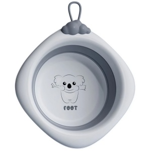 Cada Pliabila pentru Baie pentru Copii, Cadita pentru Bebelusi, Model Romb pentru Picioare Koala, Gri, 30x30x3.5 cm, 4L