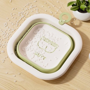 Cada Pliabila pentru Baie pentru Copii, Cadita pentru Bebelusi, Model Patrat pentru Fundulet, Verde, 30x30x3.5 cm, 3.5 L - Img 6