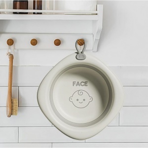 Cada Pliabila pentru Baie pentru Copii, Cadita pentru Bebelusi, Model Romb pentru Fata, Gri, 31.5x31.5x3.5 cm, 3L - Img 2