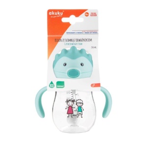 Cana de antrenament Akuku anti-varsare cu pai 250 ml, albastru - Img 2
