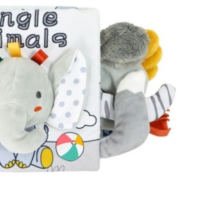 Carte Senzoriala, pentru Bebelusi, 15x16x6 cm, cu Animalute, 3D, Cu Sunete si Fosnete, 0-3 Ani, Model Elefantel, Gri - Img 6