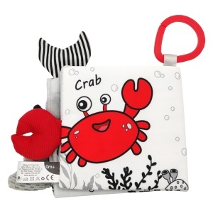 Carte senzoriala pentru bebelusi Akuku Marine Animals 12x12 cm - Img 3