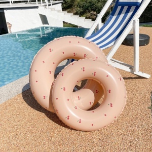 Colac de inot gonflabil pentru copii, Portocaliu, Model cu cirese, diametru 70 cm - Img 6