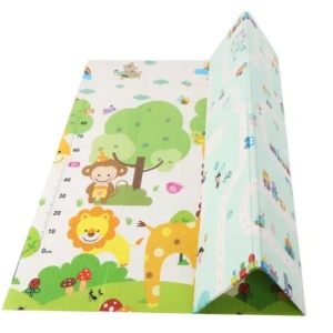Covoras pentru Copii, cu 2 Fete, Model Drum/Safari, din XPE+PE, Impermeabil, Antiderapant, Protectie Termica, +3 Luni, Pliabil, 150 x 200 x 1 cm, Multicolor - Img 4