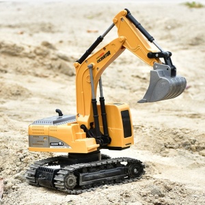 Excavator Jucarie pentru Copii, Jucarie Excavator cu Telecomanda, Jucarie de Constructie, Acumulator cu Incarcare USB, 23 x 22 x 9 cm, Portocaliu - Img 3