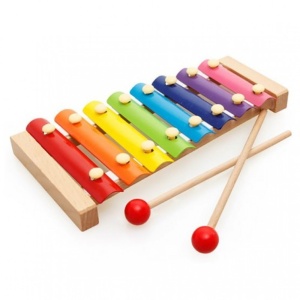 Instrument Muzical Xilofon , din Lemn, 8 Note Muzicale, 2 Bete de Percutie, 4-6 Ani, Multicolor - Img 3