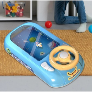 Joc Simulator de Condus, 3-6 Ani, Volan Interactiv, Efecte Sonore, din ABS, USB Inclus, Albastru - Img 3