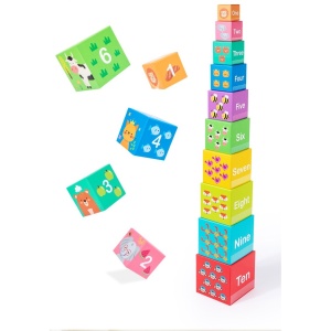 Jucarie de Construit, Blocuri Stivuibile, +3 Ani, 10 Cutii, Invatare numere 1-10, 13.4 x 13.4 x 13.4 cm, Multicolor - Img 3