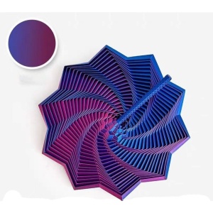 Jucarie Decompresie, Model Stea 3D, DuoChrome, Maner Spirala, Turn Magic Geometric, Multiple Forme, Anti-stress, 11 cm, Albastru/Violet - Img 4
