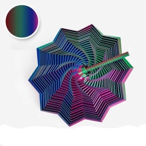 Jucarie Decompresie, Model Stea 3D, DuoChrome, Maner Spirala, Turn Magic Geometric, Multiple Forme, Anti-stress, 11 cm, Albastru/Verde/Rosu - Img 3