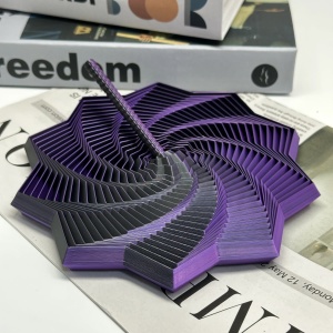 Jucarie Decompresie, Model Stea 3D, DuoChrome, Maner Spirala, Turn Magic Geometric, Multiple Forme, Anti-stress, 8.6 cm, Negru/Mov - Img 6