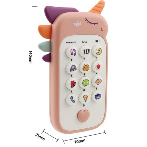 Jucarie Interactiva, Telefon Inteligent, Model Unicorn, Functii Educative, Muzicale si Voce, 4-6 ani, 19 x 11.5 cm, din Plastic, Roz - Img 2