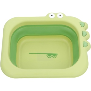 Lavoar Pliabil, pentru Copii, din PP/TPE, Portabil, Model Crocodil, 30x24.5x9 cm, Verde - Img 3
