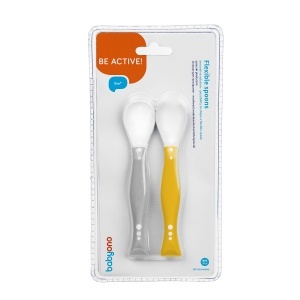 Lingurite flexibile, Gri/Galben, + 6 luni, 2 bucati, Babyono - Img 2