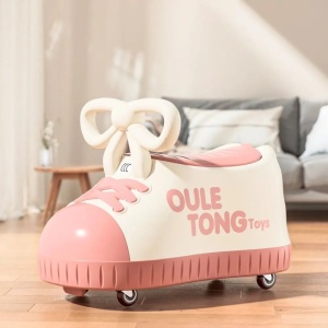 Masina pentru Copii, Model Pantof, 4 Roti, 1-6 ani, Cutie de Depozitare, din ABS, 48 x 27 x 34 cm, Roz - Img 4
