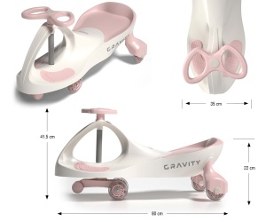 Milly Mally, Gravity, masinuta gravitationala fara pedale, Crem-Roz - Img 3