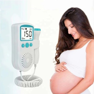Monitor Fetal Doppler, Monitorizare Sarcina, Ritm Cardiac, Ecran LCD 4.5 cm, 2 x Baterii AA (neincluse), Portabil, din ABS, 12.8 x 9.6 x 3 cm, Utilizare de la 9 Saptamani, Verde - Img 2