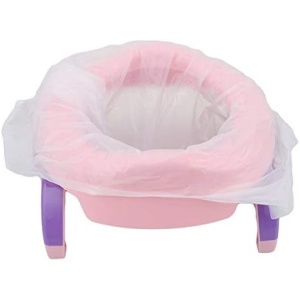 Olita Portabila 2 in 1, Olita + Capac de Toaleta, din Plastic, Diametru 21 cm, Roz - Img 4