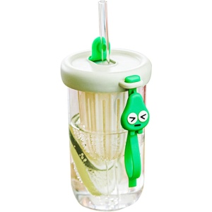 Pahar din silicon, cu capac si pai, pentru copii, anti-cadere, 500ml, Verde - Img 5