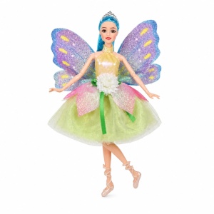 Papusa Zana Fashion cu Aripi si Rochie Eleganta Verde/Roz, 3+ ani - Img 2