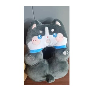 Perna din Spuma, pentru Birou, Calatorii, Model Husky, Lavabila, Umplutura de Bumbac, Spatiu Cap in Forma de 8, 30x35x30 cm, Gri - Img 5