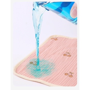 Prosop Absorbant, din Bumbac, 25 x 25 cm, Model Cirese, cu Agatatoare, Roz - Img 5