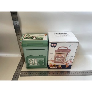 Pusculita pentru Copii, pusculita pentru economii SMART BOX cu efecte sonore, Tip ATM, cu Parola cu Amprenta, din plastic, 20 x 13.5 x 11.5 cm Verde - Img 5