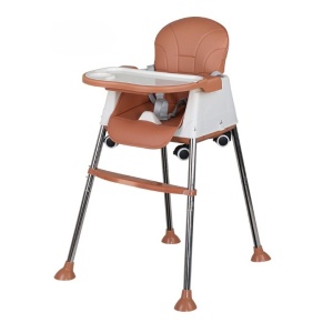 Scaun de Masa Pliabil 3in1, Multifunctional, 3 Pozitii, Masuta si Husa Detasabile, Roti, Ajustare Inaltime, Maro