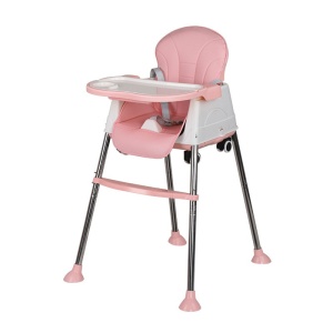 Scaun de Masa Pliabil 3in1,Reglabil, Multifunctional, 3 Pozitii, Masuta si Husa Detasabile, Roti, Centura de Siguranta, Ajustare Inaltime, Roz - Img 2