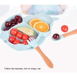 Set 10 piese diversificare bebelusi si copii din silicon baby blue - Img 2