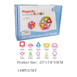 Set 148 Piese Magnetice de Constructie, Piese Medii, Magnetic Blocks, Forme Geometrice, 3 Ani, Multicolor - Img 2