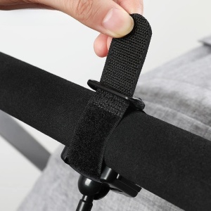 Set 2 Carlige pentru Carucior, din Plastic si Velcro, Sarcina Maxima 2 kg, Negru - Img 6