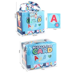 Set 26 Carduri din Panza cu Doua Fete, Model Litere, Educational, Interactiv, Saculet Inclus, Multicolor - Img 3