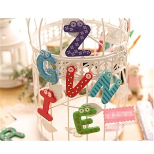 Set 26 Magneti de Frigider pentru Copii, Model Alfabet A-Z, Figurine Amuzante, din Lemn, Multicolor - Img 4