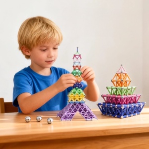 Set 308 Piese Betisoare Magnetice, din Plastic/Magnet, +3 Ani, Multicolor - Img 5