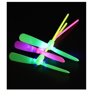 Set 4 Jucarii Libelula Zburatoare, Distractive pentru Copii, Aruncatoare Manuale din Plastic, cu Lumini, Multicolor - Img 3