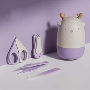 Set 4in1 de Ingrijire Unghii pentru Bebelusi, Cutie de Depozitare Tip Cerb, 0-6 Ani, 11 x 6 x 11 cm, Mov - Img 6