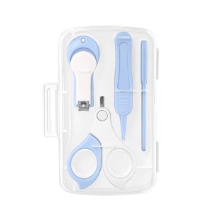Set 4in1 de Ingrijire Unghii pentru Bebelusi, Cutie de Depozitare Transparenta, 0-6 Ani, 13.6x8x2 cm, Albastru Deschis - Img 1