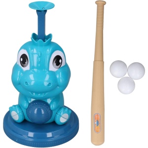 Set de Baseball 5 Piese pentru Copii, Jucarie Dinosaur Press, 14x23 cm, Verde/Albastru