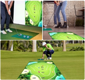 Set de Golf, Interactiune Parinte-Copil, Covor de Golf, 140 x 98 cm, 4 Mingii cu Scai, 3 Crose Reglabile, Model A, +3 Ani, Multicolor - Img 4