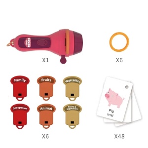 Set Jucarie Educativa, Proiector Tip Lanterna Pentru Copii, 6 Teme, 48 de Imagini, Cutie Depozitare, +3 ani, Rosu - Img 2