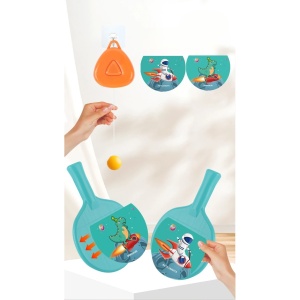Set Palete pentru Tenis de Masa, pentru Copii, Accesoriu de Agatat Inclus, 2 Mingi, Design Animat, Albastru - Img 3