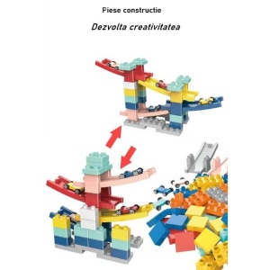 Set piese pentru constructie, Rampa auto, 30 piese, Masinute incluse - Img 3