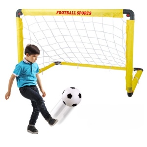 Set Poarta de Fotbal pentru Copii, 60x90 cm, Minge, Cartonase, Pompa, Fluier, Interactiv, Distractiv, Galben - Img 6