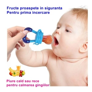 Suzeta pentru diversificarea alimentatiei/dentitie potrivit pentru fructe si piure proaspat, Albastru, fara BPA - Img 4