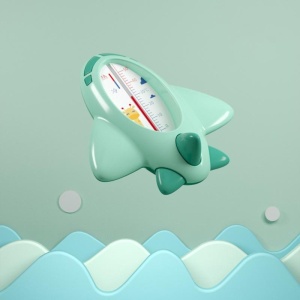 Termometru pentru Baie, Plutitor, Rezistent la apa, Multifunctional, Model Avion, 11x10x4 cm, Verde - Img 6