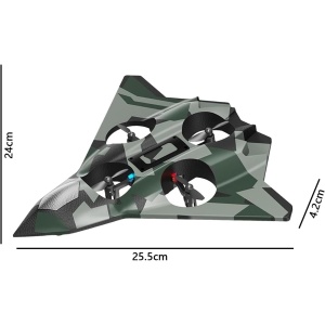 Avion de Lupta cu Telecomanda, Tip Drona, din EVA (Spuma), incarcare USB, 2.4 GHz, Rotire 360°, Zbor pana la 100 m, Model Army, Verde - Img 5